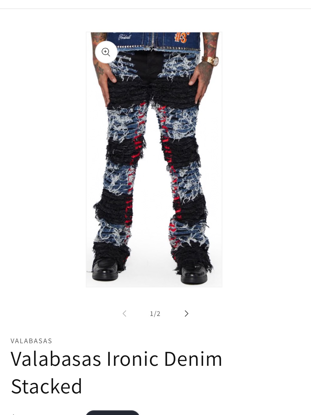 Valabasas Ironic Denim Stacked Jeans - Black, Blue & Red